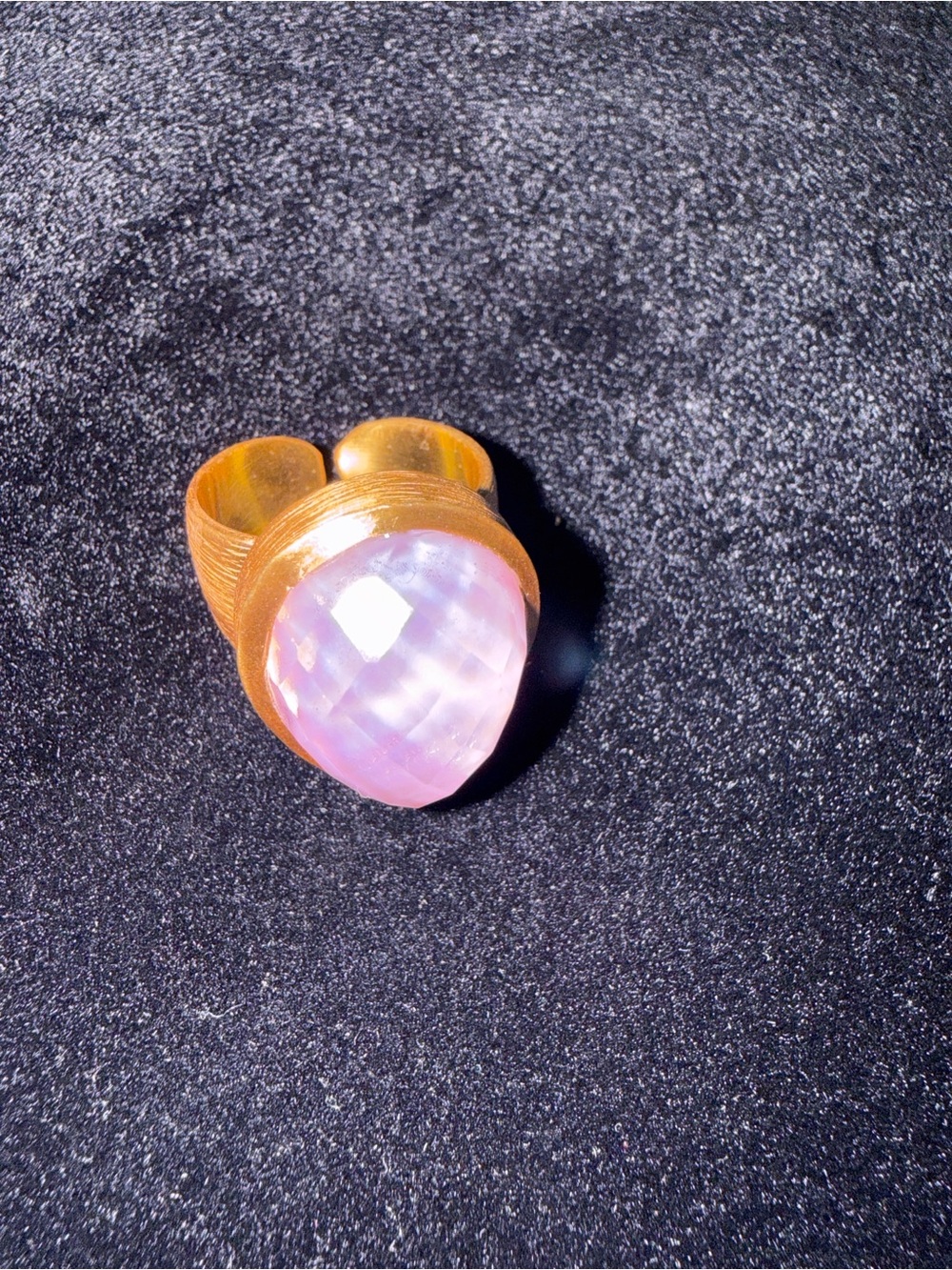 Julie Vos Gold Tone Ring with Faceted Pale Pink Stone - Picture 2 of 3